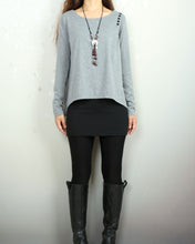 Load image into Gallery viewer, Women's false 2 pieces top/asymmetrical tunic dress/cotton tunic top/plus size top/oversized t-shirt/customized dress (Y1919)