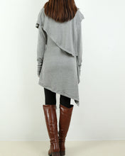 Load image into Gallery viewer, Womens Tunic Dress/Thumb hole Sleeves tunic dress/Cotton dress/High Neck Dress/Cotton Asymmetric T-shirt/Long Sleeve Tunic Top/Oversized Shirt/Casual T-shirt Customized(Y1535)