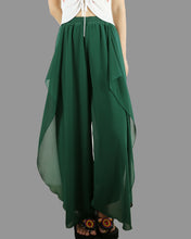 Load image into Gallery viewer, Womens Chiffon Skirt Pants/Elastic Waist Pants/Wide Leg trousers/High Waist Loose Trousers/Layered Flowy Pants/Black Pants(K1701)