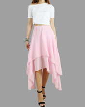 Load image into Gallery viewer, Women's elastic waist skirt, asymmetrical skirt, chiffon skirt, customized summer skirt(Q1004)