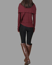 Load image into Gallery viewer, Women's Asymmetrical Knit Top/black top/Poncho top/Oversized t-shirt/casual top/customized top( Y3125)