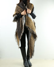 Load image into Gallery viewer, outdoor wrap, wool shawl, gray checked poncho, cashmere scarf, blanket shawl, oversized wrap(P1811) - lijingshop
