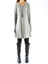 Load image into Gallery viewer, Women's Dress Set/V-neck cotton dress/Boho Cotton Layered Tunic Dress Set/long sleeve top(Q1702) - lijingshop