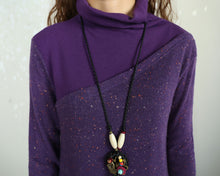 Load image into Gallery viewer, Women's asymmetrical pullover sweater/oversized knit top/customized tunic top/maternity dress(Y1999)