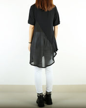 Load image into Gallery viewer, Short sleeve Modal Top/Modal and Chiffon Tunic Dress/Chiffon Tunic for Women/Tunic Tops for Leggings/chiffon dress/modal t-shirt/long sleeve t-shirt(Y1819)