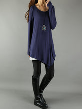 Load image into Gallery viewer, Women's modal cotton tunic top/asymmetrical top/oversized tunic dress/casual customized dress/Maternity t-shirt (Y1816) - lijingshop