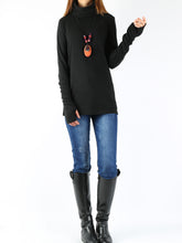 Load image into Gallery viewer, Women's cotton bottoming top/thumb-hole sleeve t-shirt/black top/plus size customized top(Y2019) - lijingshop