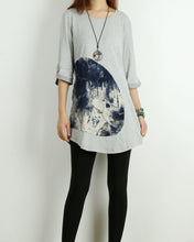 Load image into Gallery viewer, Women's 3/4 sleeve tunic dress/cotton tunic top/Off White t-shirt/ oversize top/customized asymmetrical top (Y5119)