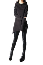 Load image into Gallery viewer, Women's cotton tunic top/cowl neck tunic dress with thumb hole/Asymmetrical tunic/oversized tunic top for leggings (Y1656) - lijingshop