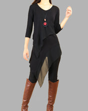 Load image into Gallery viewer, Women's Chiffon and Modal Tunic Dress, Asymmetrical Dress, 3/4 Sleeve Tunic top, Customized Dress, White dress, Casual t-shirt, half sleeve top(Q1997a)