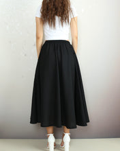 Load image into Gallery viewer, Flared skirt, Linen skirt, Elastic waist skirt, Boho skirt with pockets, high waist skirt(Q1065)