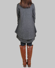Load image into Gallery viewer, Pullover Sweater with Thumb Hole, Womens Asymmetrical Pullover Sweater Tunic Dress Set, Knits slip dress, Gray Sweatshirt, Knit Top, Knit Jumper(Q1996)
