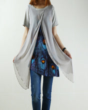 Load image into Gallery viewer, Womens Printed Tunic Dress/Short Sleeve tunic Top/Plus Size Tunic Top/Oversized T-shirt/Asymmetrical Dress(Y1702S) - lijingshop