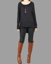 Load image into Gallery viewer, Women's oversized top, bottoming top, long sleeve tunic top, Modal Cotton t-shirt(Y1818)