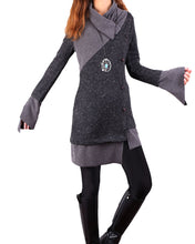 Load image into Gallery viewer, Women's Asymmetrical knit sweater tunic dress/plus size oversized tunic dress/casual customized tunic top/pullover sweater(Y1673) - lijingshop