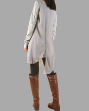 Load image into Gallery viewer, Womens Long Sleeve Top/Cotton and Chiffon Tunic Dress/Layered Cotton Top/Plus Size Tunic Top/Oversized T-shirt/Casual T-Shirt/Asymmetrical Dress(Y1702)