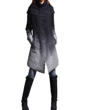 Load image into Gallery viewer, Womens wool coat and Cotton Top Set, Gradient Color Coat, Black Long Sleeve T-shirt, Winter Jacket, Wool Overcoat, Black and Gray Coat, Cotton Bottoming Top(Y1591) - lijingshop