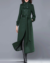 Load image into Gallery viewer, Double breasted wool jacket,Cashmere winter coat, long jacket,High collar coat , coat dress, wool long coat, warm coat, plus size coat Y0021