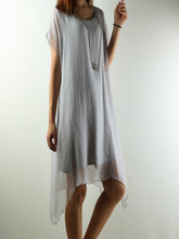 Load image into Gallery viewer, Women's modal layered Casual asymmetrical Tunic dress/Short Sleeves Chiffon Dress/Summer Silk Dress/Oversized dress(Q1941) - lijingshop