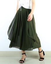 Load image into Gallery viewer, Women's elastic waist skirt pants/wide leg trousers/chiffon yoga skirt pants/oversized pants(K1710)