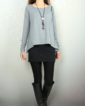 Load image into Gallery viewer, Women's false 2 pieces top/asymmetrical tunic dress/cotton tunic top/plus size top/oversized t-shirt/customized dress (Y1919)