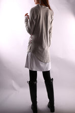 Load image into Gallery viewer, Women's V-neck cotton dress/Boho Cotton Layered Tunic Dress Set/long sleeve top(Q1702) - lijingshop