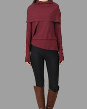 Load image into Gallery viewer, Women's Asymmetrical Knit Top/black top/Poncho top/Oversized t-shirt/casual top/customized top( Y3125)