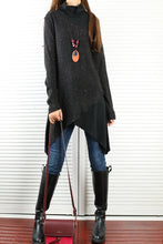 Load image into Gallery viewer, Women's pullover sweater/black tunic top/cotton t-shirt/long sleeve tops(Y1999) - lijingshop