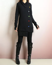 Load image into Gallery viewer, Cotton tunic dress, Rib knit top, Cotton tunic dress with thumbhole, long sleeve tunic, tunic top for leggings,lightweight sweater (Y2169)