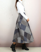 Load image into Gallery viewer, Plaid skirt, wool skirt, winter skirt women, flared skirt, boho skirt, elastic waist skirt, long skirt(Q2140)