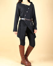 Load image into Gallery viewer, Linen Shirt for Women/Black Button Down Shirt/Asymmetric Blouse/ Plus Size shirt/Oversized Shirt/Collared Shirt(Y1710)