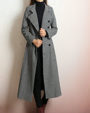 Load image into Gallery viewer, Plaid coat, Long wool coat, coat dress, gray warm coat, winter coat, flare coat, buttoned jacket, wool overcoat (Y2180)