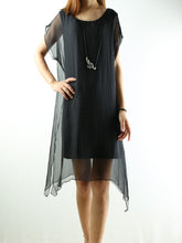 Load image into Gallery viewer, Women's modal layered Casual asymmetrical Tunic dress/Short Sleeves Chiffon Dress/Summer Silk Dress/Oversized dress(Q1941) - lijingshop