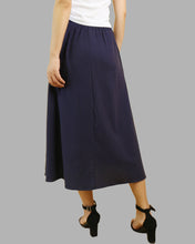 Load image into Gallery viewer, Elastic waist skirt, Midi linen skirt, Boho skirt with pockets, high waist skirt, flared skirt(Q1062)