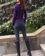 Load image into Gallery viewer, Womens Cotton Hoodie/long sleeve T-shirt/Oversized Plus size Sweatshirt/Customized T-shirt/Asymmetry clothing/Boho t-shirt/Long Sleeve Shirt(Y3118) - lijingshop