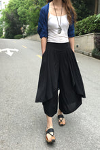 Load image into Gallery viewer, Women's yoga skirt pants/pleated skirt pants/oversized pants/elastic waist pants/asymmetrical trousers (K1661) - lijingshop