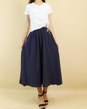 Load image into Gallery viewer, Flared skirt, Elastic waist skirt, Midi linen skirt, Boho skirt with pockets, high waist skirt(Q1062)