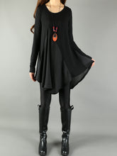 Load image into Gallery viewer, Chiffon Tunic for Women/Women's Modal and Chiffon Tunic Dress/Modal Top/Tunic Tops for Leggings/chiffon dress/modal t-shirt/long sleeve t-shirt(Y1819) - lijingshop
