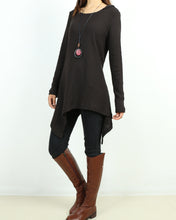 Load image into Gallery viewer, Women's oversized tunic dress/asymmetrical knit tunic dress/plus size hoodie/casual customized top/Maternity dress/black sweater (Q5101)