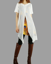 Load image into Gallery viewer, Womens Short Sleeve tunic Top/Printed Tunic Dress/Plus Size Tunic Top/Oversized T-shirt/Asymmetrical Dress(Y1702S)