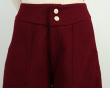 Load image into Gallery viewer, Cropped pants, Wool wide leg pants, loose pants, black trousers, mid-calf length pants, handmade winter pants(K1908)