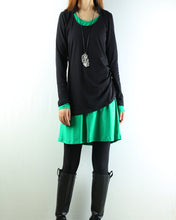 Load image into Gallery viewer, Women's Dress Set/V-neck cotton dress/Boho Cotton Layered Tunic Dress Set/long sleeve top(Q1702) - lijingshop