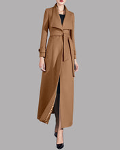Load image into Gallery viewer, Women jacket with belt, long jacket, wool coat, winter coat, coat dress, long designer coat, warm coat, plus size coat Y0022