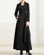 Load image into Gallery viewer, Wool coat women, winter coat, long jacket, double breasted jacket, coat dress, Green wool long coat, warm coat, plus size coat Y037