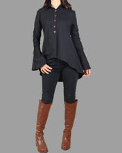 Load image into Gallery viewer, Women's Bell Sleeves Shirt Dress/Cotton Linen blouse/long sleeve shirt(Y20171a)