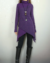Load image into Gallery viewer, Women's asymmetrical pullover sweater/oversized knit top/customized tunic top/maternity dress(Y1999)