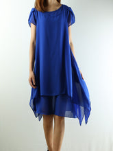 Load image into Gallery viewer, Women's short sleeves tunic dress/chiffon dress/Casual Tunic top/summer dress/customized oversized dress/black tunic top(Y1709) - lijingshop