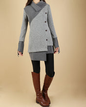 Load image into Gallery viewer, plus size tunic dress/oversize sweater/ knit sweater tunic dress/casual customized tunic top/pullover sweater(Y1673)