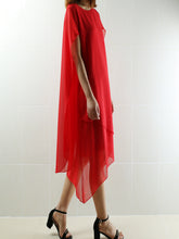 Load image into Gallery viewer, Women Crew neck dress/Short Sleeves Chiffon Dress/Casual Tunic dress/Maternity dress/Summer Dress/Customized Oversized Dress/Plus Size Clothing/black red Dress(Q1923) - lijingshop