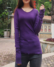 Load image into Gallery viewer, Bottoming Cotton t-Shirt, Women's Long Long Sleeves top, Black shirt, v-neck top, form fitting top(Y1117) - lijingshop